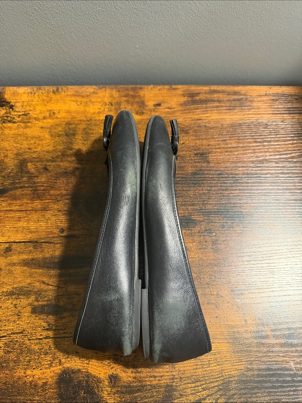 Coach Black Leather Ballet Flats with Bow Tassels - Picture 3 of 8